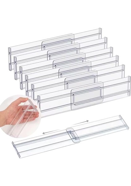 Şeffaf Akrilik Teleskopik Ayarlanabilir Çekmece Bölücü – Mutfak, ve Ofis Için Organizer Düzenleyici Set