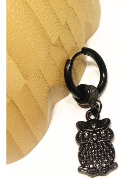 Çelik Siyah Figürlü Unisex Küpe