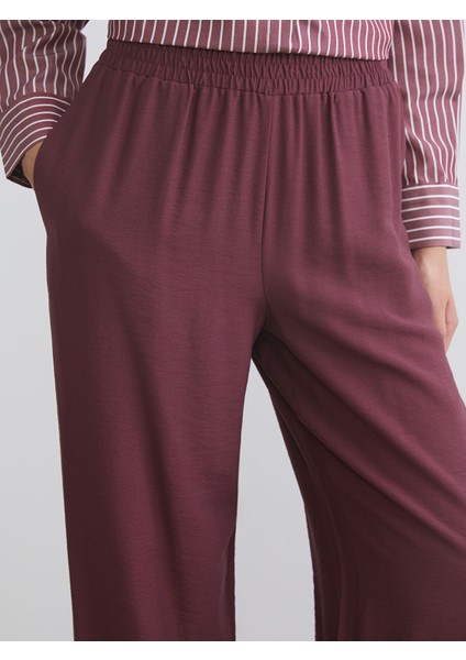 Yeni Sezon Beli Lastikli Geniş Paça Kadın Pantolon modelleri