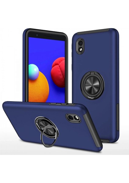 Samsung Galaxy A01 Core Kılıf Elit Yüzüklü Kapak - Lacivert