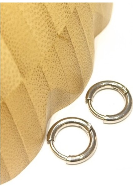 Gümüş Renk Halka Unisex Çelik Küpe