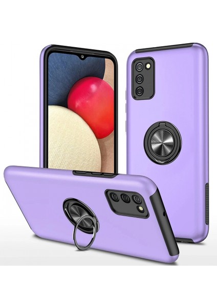 Samsung Galaxy A02S Kılıf Elit Yüzüklü Kapak - Mor