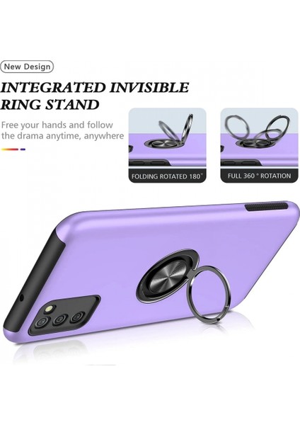 Samsung Galaxy A02S Kılıf Elit Yüzüklü Kapak - Mor modelleri