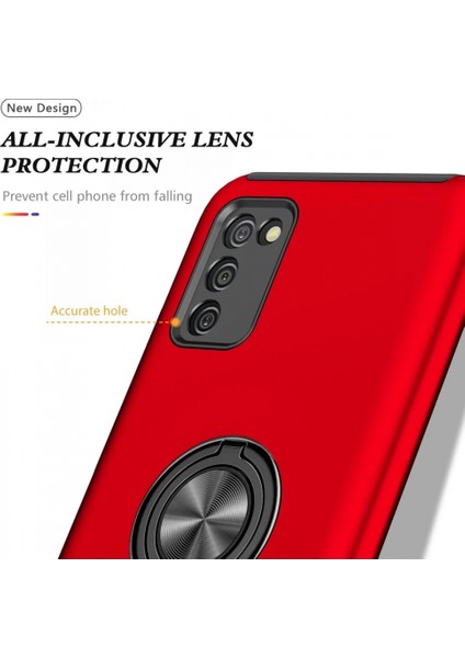 Samsung Galaxy A02S Kılıf Elit Yüzüklü Kapak - Kırmızı fırsatları