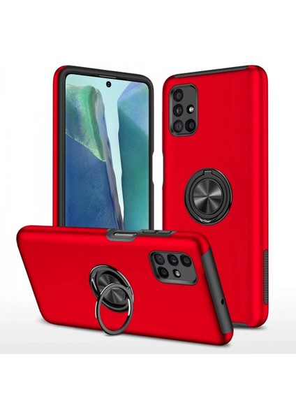 Samsung Galaxy M51 Kılıf Elit Yüzüklü Kapak - Kırmızı