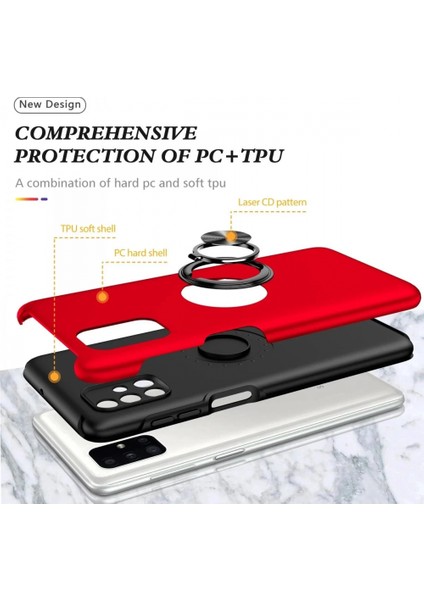 Samsung Galaxy M51 Kılıf Elit Yüzüklü Kapak - Kırmızı fiyatları