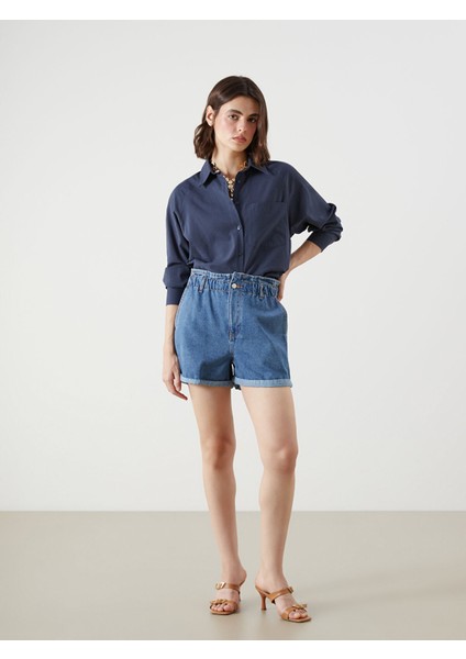 Yeni Sezon Beli Lastikli Kadın Jean Şort fiyatları