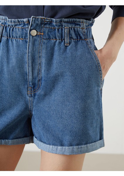 Yeni Sezon Beli Lastikli Kadın Jean Şort indirimleri