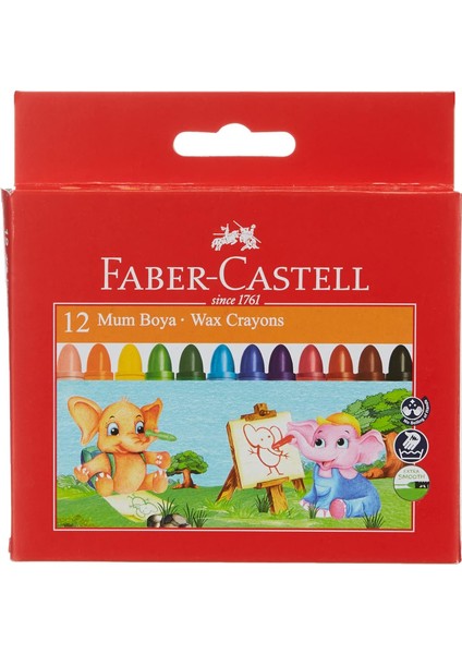 Süper Yıkanabilir Mum, 12 Renk, Leke Bırakmaz, Boy, Parlak ve Yoğun Renkler