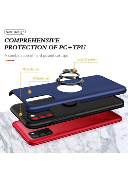 Samsung Galaxy A02S Kılıf Elit Yüzüklü Kapak - Lacivert fiyatları