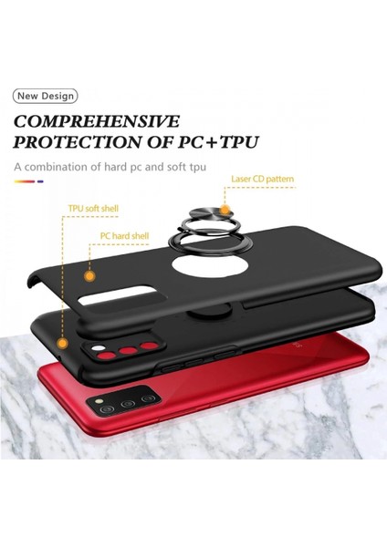 Samsung Galaxy A02S Kılıf Elit Yüzüklü Kapak - Siyah fiyatları