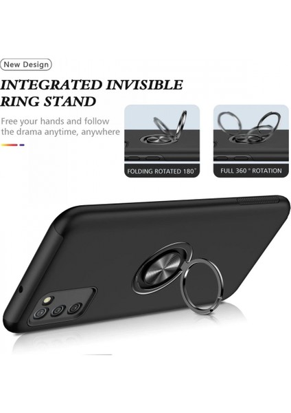Samsung Galaxy A02S Kılıf Elit Yüzüklü Kapak - Siyah modelleri