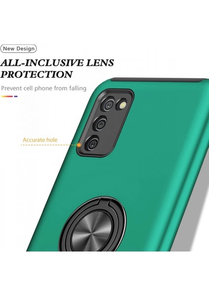 Samsung Galaxy A02S Kılıf Elit Yüzüklü Kapak - Yeşil fırsatları