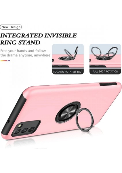 Samsung Galaxy A02S Kılıf Elit Yüzüklü Kapak - Pembe modelleri