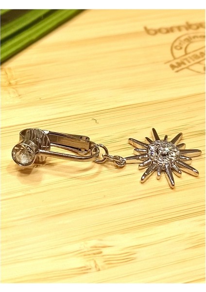 Gümüş Renk Taşlı (Delik Olmayan Göbek Için) Göbek Pirsıng