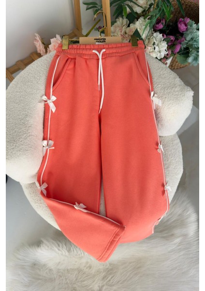 Fiyonk Detaylı Kışlık Kız Çocuk tek alt - Turuncu