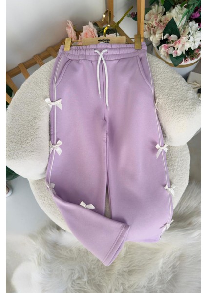 Fiyonk Detaylı Kışlık Kız Çocuk tek alt - Lila