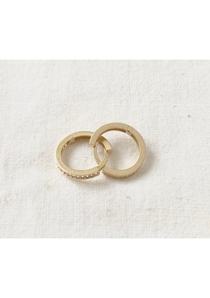 Sıra Taşlı Halka Altın Küpe