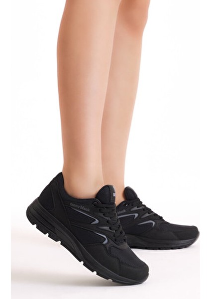 Unisex Spor Ayakkabı Siyah Suni Deri Malzeme ile Rahat Taban Tasarımı modelleri