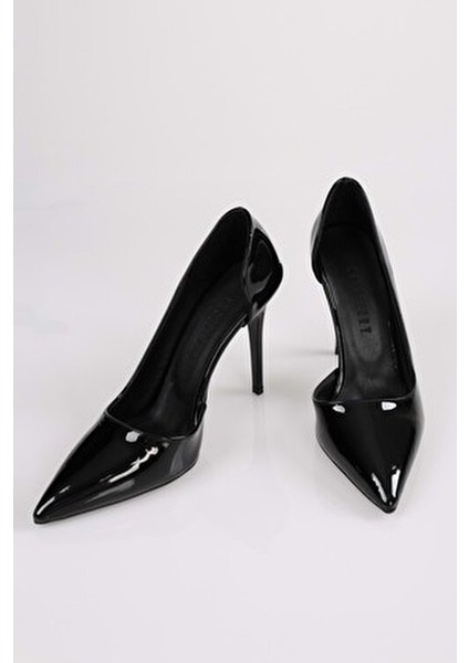 Kadın Stiletto Siyah Rugan Deri Yüksek Topuklu Konforlu Ayakkabı modelleri