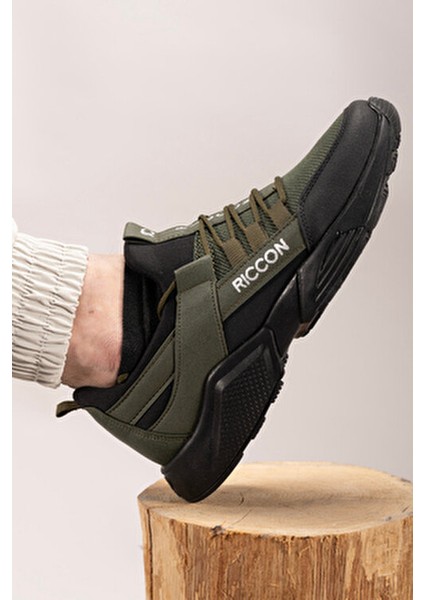 Haki Siyah Kadın-Erkek Sneaker Anatomik İç Taban