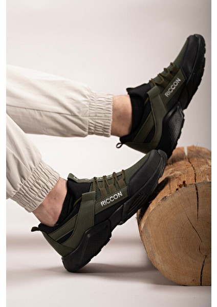 Haki Siyah Kadın-Erkek Sneaker Anatomik İç Taban ve Koku Yapmayan Astar