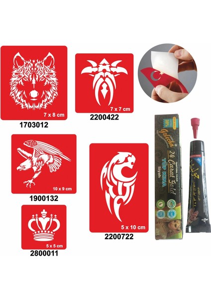 Vahşi Tribal Desenleri Hint Kınası ile Geçici Dövme Yapma Seti