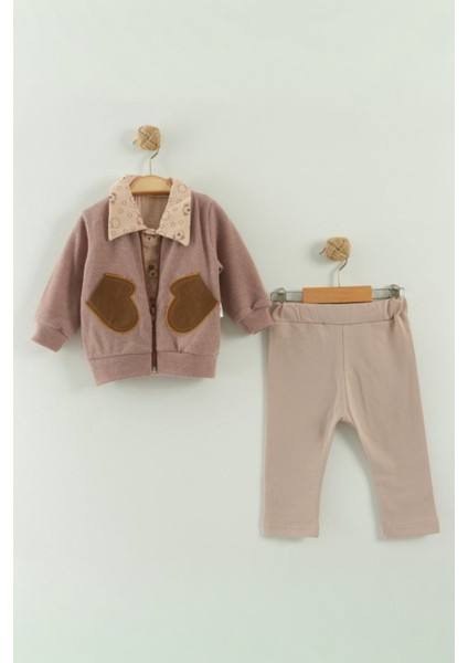 Cepli Köpek Baskılıgömlekli Erkek Bebek 3’lü takım - Kahverengi