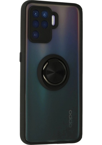 Oppo Reno 5 Lite Kılıf Montreal Yüzüklü Silikon Kapak - Siyah fiyatları