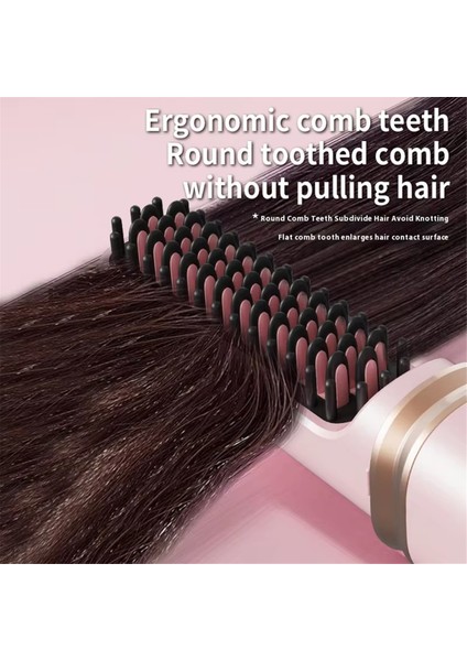 Kablosuz Saç Düzleştirici Fırça, Ayarlanabilir Sıcaklıkla Hızlı Isınan Düzleştirici Fırça, Kıvırcık Saçlar Için Ideal (Yurt Dışından) fırsatları