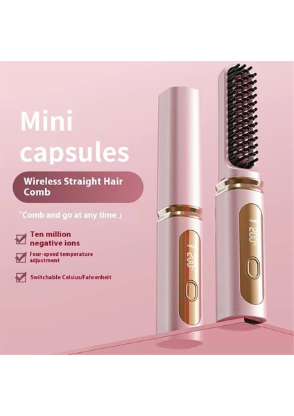 Kablosuz Saç Düzleştirici Fırça, Ayarlanabilir Sıcaklıkla Hızlı Isınan Düzleştirici Fırça, Kıvırcık Saçlar Için Ideal (Yurt Dışından) indirimleri