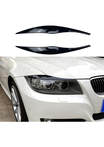 4x Için Bmw 3 Serisi E90 E91 320I 330I 2005-2012 Ön Far Kapağı Garnitür Strip Kaş Kapak Etiketi Parlak Siyah (Yurt Dışından) modelleri