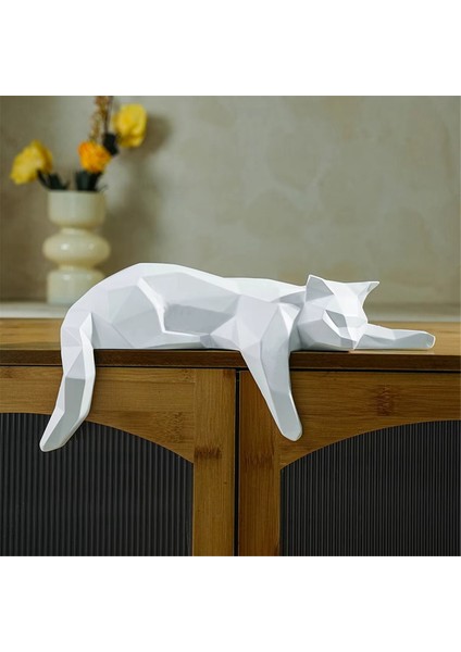 Kedi Kağıt Modeli - Geometrik Modern Oda Dekoru Heykeli Heykel Heykeli Ofis Masası Çerçeve Masası Dekorasyon Yalan Kedi (Yurt Dışından) fiyatları