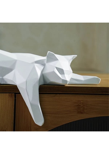 Kedi Kağıt Modeli - Geometrik Modern Oda Dekoru Heykeli Heykel Heykeli Ofis Masası Çerçeve Masası Dekorasyon Yalan Kedi (Yurt Dışından) modelleri