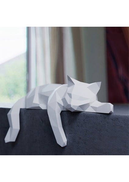 Kedi Kağıt Modeli - Geometrik Modern Oda Dekoru Heykeli Heykel Heykeli Ofis Masası Çerçeve Masası Dekorasyon Yalan Kedi (Yurt Dışından) indirimleri