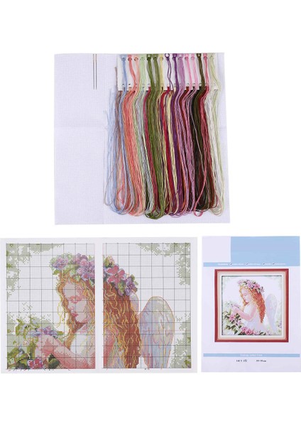 El Sanatları Çiçek Melek Çapraz Dikiş Kiti 14CT 35*35CM (Yurt Dışından) modelleri