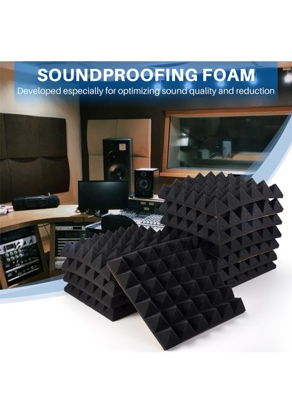 12 Adet Ses Geçirmez Köpük Paneller, Duvar, Stüdyo, Ev ve Ofis Için 2 Inç x 12 Inç x 12 Inç Piramit Şekilli Akustik Paneller (Yurt Dışından) indirimleri