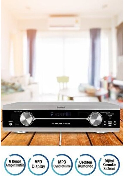 Av-304 USB 6 Kanal Ev Anfisi VFD Ekranlı Karaoke Fonksiyonu ile fırsatları