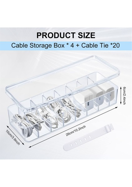 2 Adet Kablo Bağları ile Kablo Depolama Kutusu, Kapaklı Kordon Depolama Kutusu, Ev Ofis Masası Organizatörleri Için Organizatör (Yurt Dışından) fiyatları