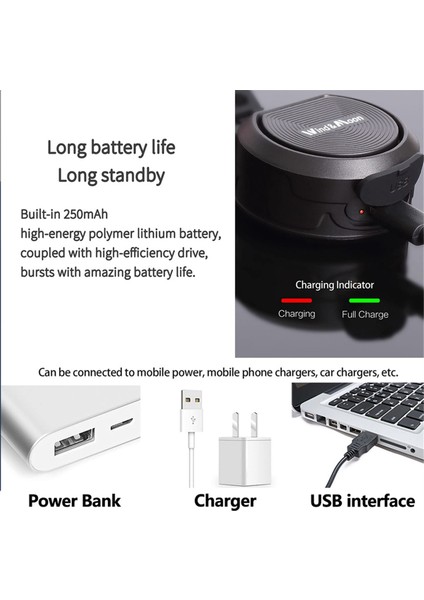 Rüzgar ve Moon Bisiklet Bell Su Geçirmez Korna Çanları Taşınabilir USB Şarj Güvenliği Elektrik Dağ Bisiklet Korna Alarm Yüksek Bell-C (Yurt Dışından) modelleri