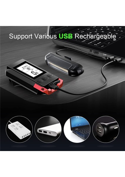 LCD Ekran Hız Gösterimi ve Boynuz USB Şarj Edilebilir Bisiklet Bilgisayarı Dış Mekan Bisikleti Için 4 Bisiklet Far (Yurt Dışından) indirimleri