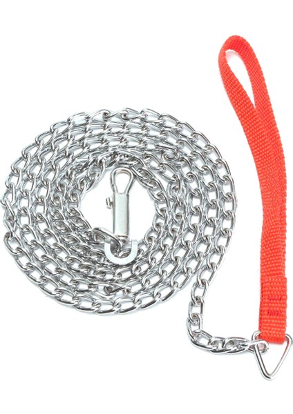 1.6m Ağır Hizmet Tipi Metal Zincir Köpek Yavrusu Yürüyüş Kurşun Tasma Klipli Kırmızı Sap (Yurt Dışından)