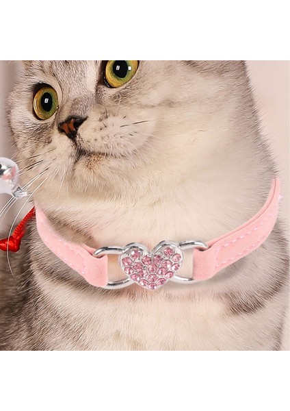 Yumuşak Velvet Malzeme Yakalamalı Pet Ürünü ile Heart Charm ve Bell Cat Yakası Güvenliği Elastik Ayarlanabilir (Yurt Dışından) fiyatları