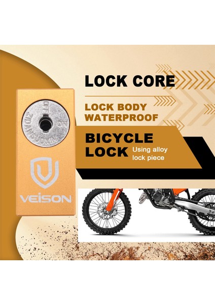 Veison 6mm Motosiklet Diski Kilidi Güvenlik Motosiklet Bisiklet Hırsızlık Karşıtı Su Geçirmez Bisiklet Paslanmaz Scooter Güvenlik Kilidi-Gold (Yurt Dışından) indirimleri