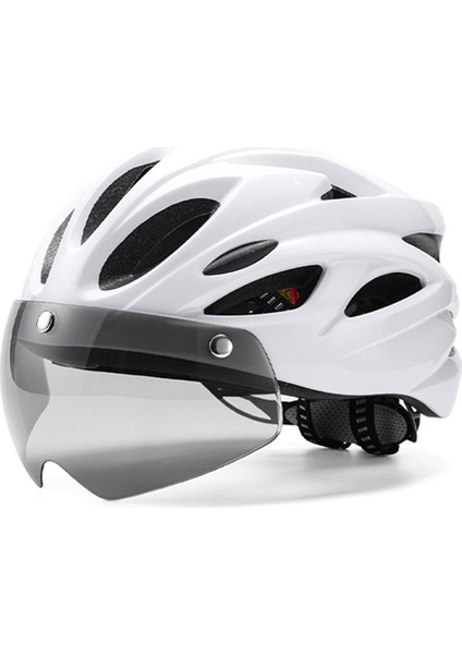 Bisiklet Kaskı, Arka Lamba Gözlükleri ile Bisiklet Kaskı Yetişkin Erkekler Için Ayarlanabilir Dağ Bisiklet Kaskı Beyaz Beyaz (Yurt Dışından)