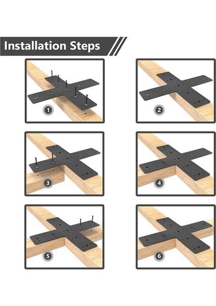 2 Adet Çapraz Tamir Plakası, Ağır Hizmet Tipi Siyah Toz Boyalı Takviye Plakası, Pergolaları Çerçevelemek Için, X-Truss Bağlantıları (Yurt Dışından) modelleri