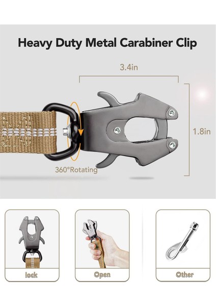 Köpek Tasma Ağır Hizmet, 4-6ft Şok Emici Bungee Köpek Tasması+2 Yastıklı Sap, Metal Karabin Klibi, Araba Emniyet Kemeri Khaki (Yurt Dışından) fiyatları