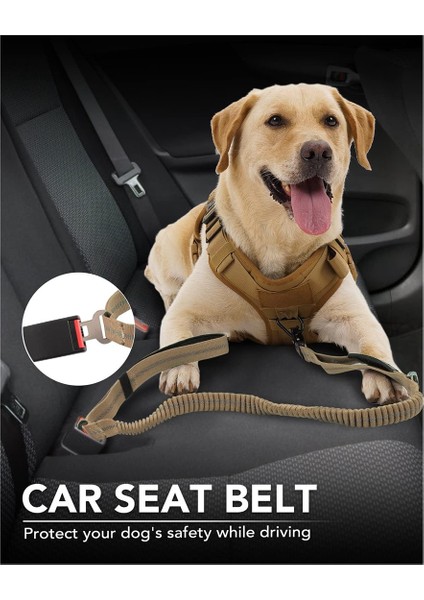Köpek Tasma Ağır Hizmet, 4-6ft Şok Emici Bungee Köpek Tasması+2 Yastıklı Sap, Metal Karabin Klibi, Araba Emniyet Kemeri Khaki (Yurt Dışından) fırsatları