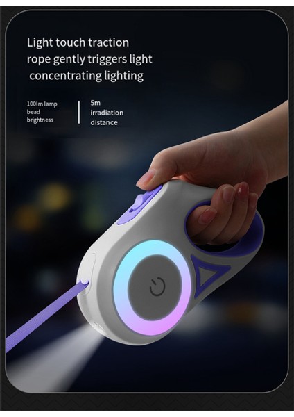 3 Metre LED El Feneri Pet Tasma Geri Çekilebilir Işıklı Gece Açık Hava Yürüyüş Slip Soy Sarf Malzemeleri, A (Yurt Dışından) fiyatları