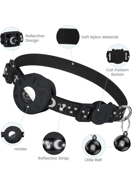 Hava Etiketi Kedi Yakası Için, Güvenlik Tokası ve Su Geçirmez Tutucu Olan Kedi Için Yansıtıcı Yaka 3/8 Inç Genişliğinde, Siyah (Yurt Dışından) fırsatları